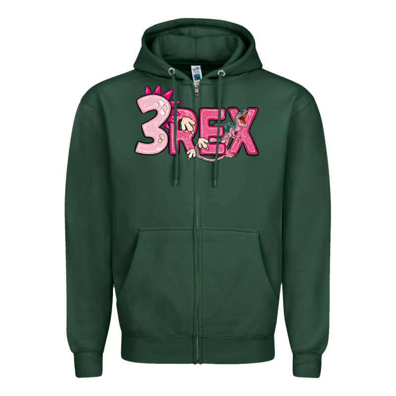 Pink Three Rex Zipper Hoodie by MaliasSmallBusiness | Teevron