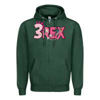 Sports Green pink three rex Zipper Hoodie - MaliasSmallBusiness