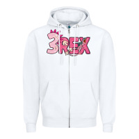 White pink three rex Zipper Hoodie - MaliasSmallBusiness