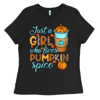 Black Just a girl who loves pumpkin spice Ladies Tee - RanaPortraitStore