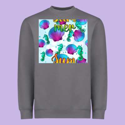 Seahorse And Sea Shell Seamless Pattern Heavyweight Sweatshirt Designed By Bundleandbundleshop