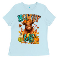 Baby Blue Hay there Fall pumpkin heifer Ladies Tee - RanaPortraitStore