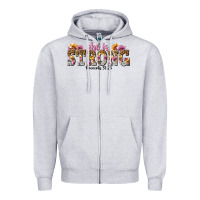 Heather Grey she is strong proverbs 31 25 Zipper Hoodie - NancyCooperArtShop