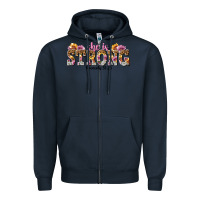 Navy she is strong proverbs 31 25 Zipper Hoodie - NancyCooperArtShop