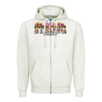 Oatmeal Heather she is strong proverbs 31 25 Zipper Hoodie - NancyCooperArtShop