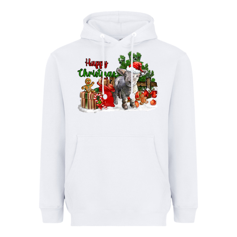 Happy Christmas Southdown Baby Sheep Heavyweight Hoodie by LillyAllenDesigns | Teevron