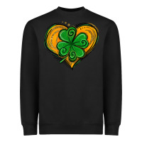 Black St. Patrick's Day Heart with Shamrock Heavyweight Sweatshirt - Jasminsmagicworld