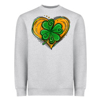 Heather Grey St. Patrick's Day Heart with Shamrock Heavyweight Sweatshirt - Jasminsmagicworld