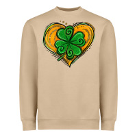 St. Patrick's Day Heart With Shamrock Heavyweight Sweatshirt | Teevron