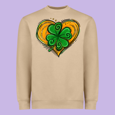 St. Patrick's Day Heart With Shamrock Heavyweight Sweatshirt Designed By Jasminsmagicworld