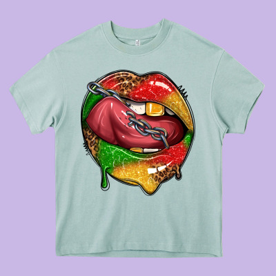 Juneteenth Day Lips Heavy Core Tee Designed By Texasbilliewilder