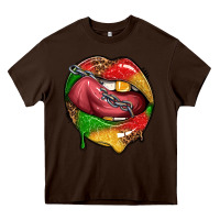 Chocolate Brown juneteenth day lips Heavy Core Tee - texasbilliewilder