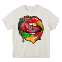Cream juneteenth day lips Heavy Core Tee - texasbilliewilder