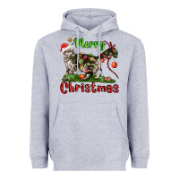 Heather Grey maine coon cat merry christmas Heavyweight Hoodie - LillyAllenDesigns