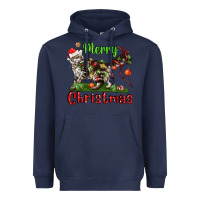 Navy maine coon cat merry christmas Heavyweight Hoodie - LillyAllenDesigns