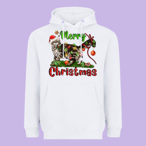 Maine Coon Cat Merry Christmas Heavyweight Hoodie Designed By Lillyallendesigns