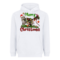 White maine coon cat merry christmas Heavyweight Hoodie - LillyAllenDesigns