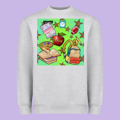 School Seamless Pattern Heavyweight Sweatshirt Designed By Bundleandbundleshop