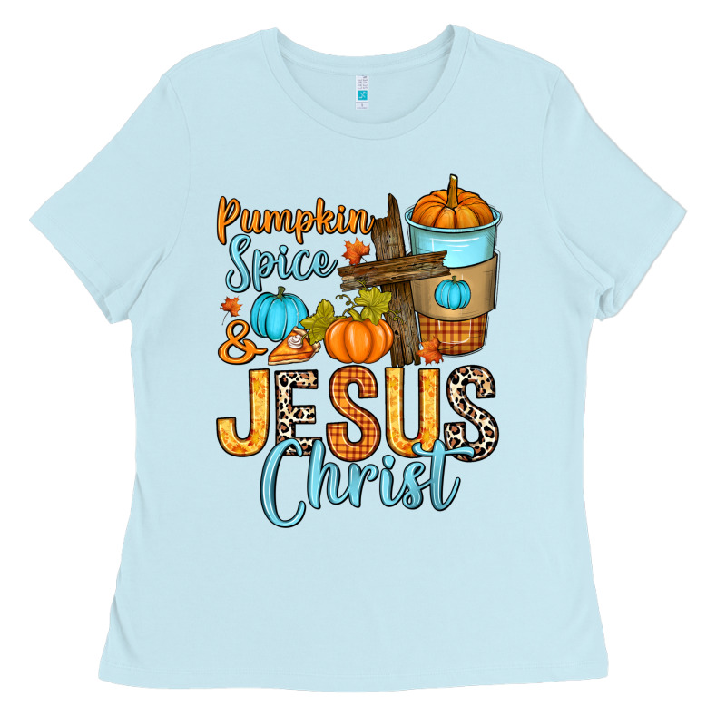 Pumpkin Spice And Jesus Christ Ladies Tee by RanaPortraitStore | Teevron