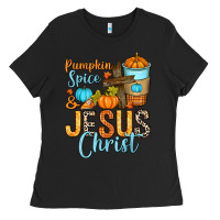 Black Pumpkin spice and Jesus Christ Ladies Tee - RanaPortraitStore