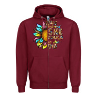Burgundy she believed she could so she did Zipper Hoodie - NancyCooperArtShop
