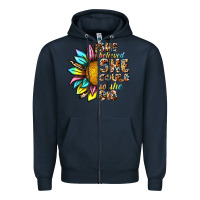 Navy she believed she could so she did Zipper Hoodie - NancyCooperArtShop