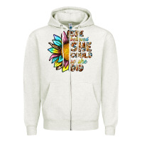Oatmeal Heather she believed she could so she did Zipper Hoodie - NancyCooperArtShop