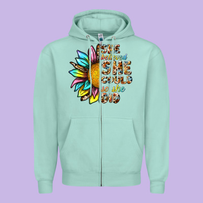 She Believed She Could So She Did Zipper Hoodie Designed By Nancycooperartshop