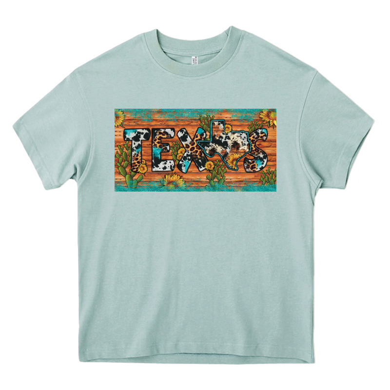 Texas Sunflower Cactus Cowhide Leopard Licence Plate Heavy Core Tee by Artiststas | Teevron