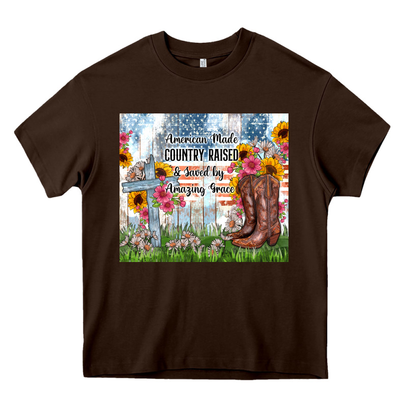 Christian Western American Made Country Raised Heavy Core Tee by Zillion Design Studio | Teevron