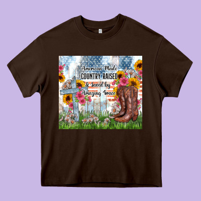 Christian Western American Made Country Raised Heavy Core Tee Designed By Zillion Design Studio