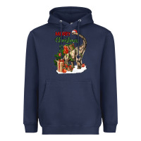 Navy merry christmas brachiosaurus Heavyweight Hoodie - LillyAllenDesigns
