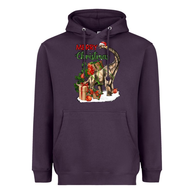 Merry Christmas Brachiosaurus Heavyweight Hoodie by LillyAllenDesigns | Teevron