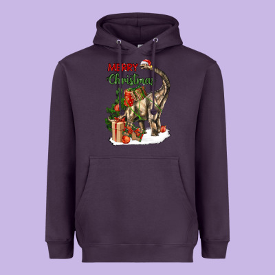 Merry Christmas Brachiosaurus Heavyweight Hoodie Designed By Lillyallendesigns