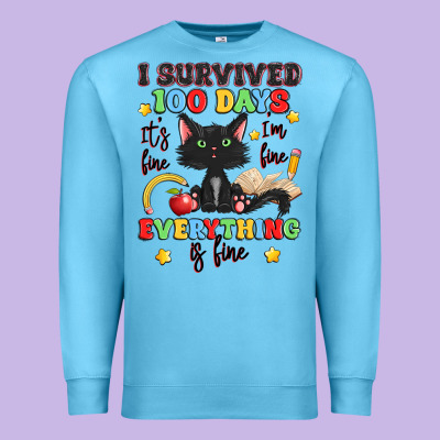 I Survived 100 Days It's Fine I'm Fine Premium Sweatshirt Designed By Artiststas
