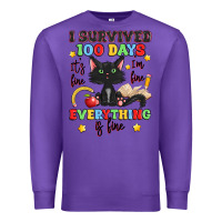 Purple i survived 100 days it's fine i'm fine Premium Sweatshirt - Artiststas