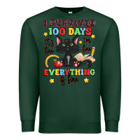 Sports Green i survived 100 days it's fine i'm fine Premium Sweatshirt - Artiststas