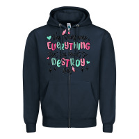 Navy she overcame everything that was meant to destroy Zipper Hoodie - MaliasSmallBusiness