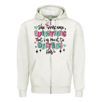 Oatmeal Heather she overcame everything that was meant to destroy Zipper Hoodie - MaliasSmallBusiness