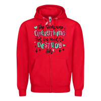 Red she overcame everything that was meant to destroy Zipper Hoodie - MaliasSmallBusiness