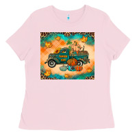 Bubblegum Pink Pumpkin farm Ladies Tee - RanaPortraitStore
