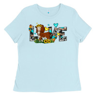 Baby Blue love western cow Ladies Tee - JahusDesignShop