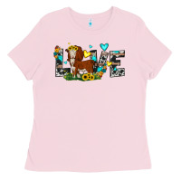 Bubblegum Pink love western cow Ladies Tee - JahusDesignShop