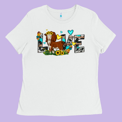 Love Western Cow Ladies Tee Designed By Jahusdesignshop