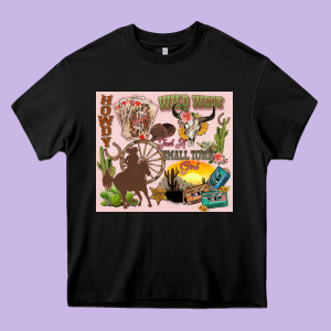 Wild West Western Heavy Core Tee Designed By Zillion Design Studio