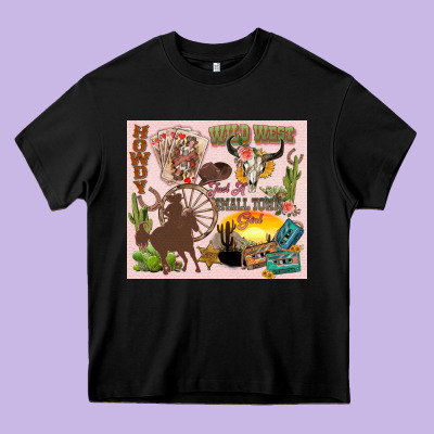 Wild West Western Heavy Core Tee Designed By Zillion Design Studio