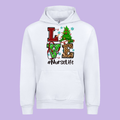 Love Nurse Life Christmas Urban Hoodie Designed By Cowgirlartshop