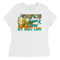 White Pumpkin spice and livin' my best life Ladies Tee - RanaPortraitStore