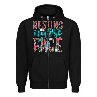 Black resting nurse face Zipper Hoodie - NancyCooperArtShop