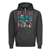 Charcoal Heather resting nurse face Zipper Hoodie - NancyCooperArtShop